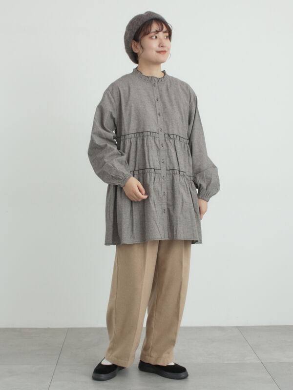 セール】 柄アソートティアードフリルチュニック（オフホワイト