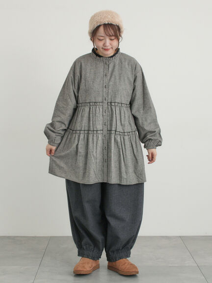 柄アソートティアードフリルチュニック（オフホワイト/ブラック/ピンク/ベージュ）｜Samansa Mos2（サマンサ モスモス）通販