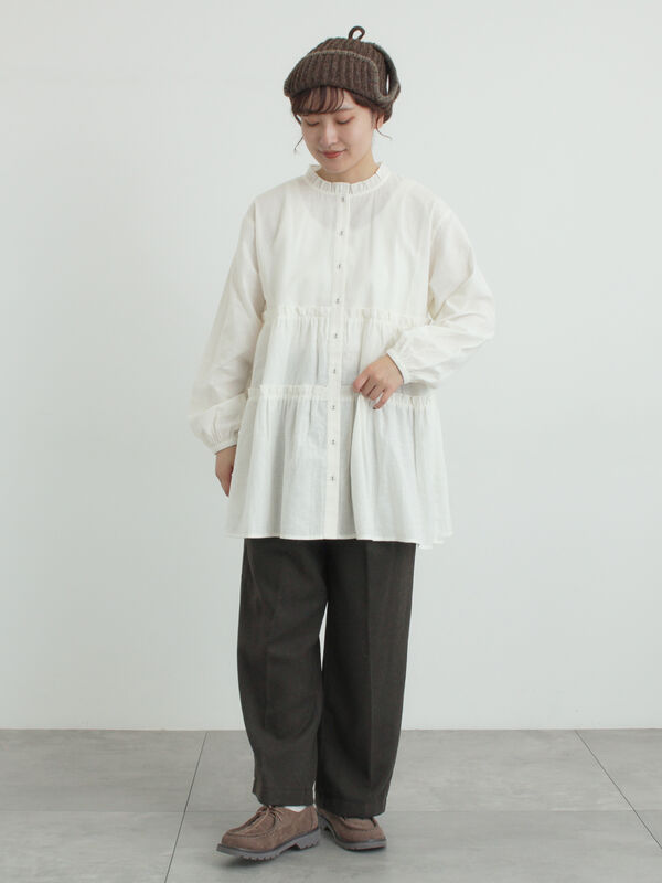 セール】 柄アソートティアードフリルチュニック（オフホワイト