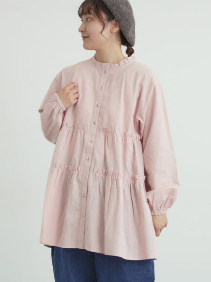 柄アソートティアードフリルチュニック（オフホワイト/ブラック/ピンク/ベージュ）｜Samansa Mos2（サマンサ モスモス）通販