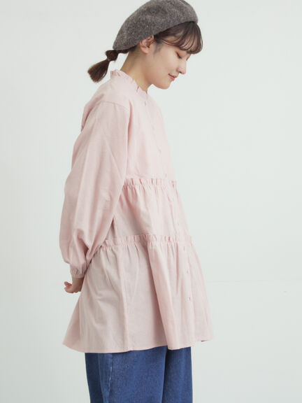 柄アソートティアードフリルチュニック（オフホワイト/ブラック/ピンク/ベージュ）｜Samansa Mos2（サマンサ モスモス）通販