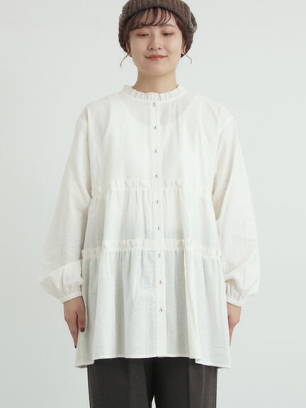 柄アソートティアードフリルチュニック（オフホワイト/ブラック/ピンク/ベージュ）｜Samansa Mos2（サマンサ モスモス）通販