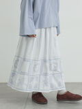 裾モチーフ刺繍ギャザースカート（ブルー）｜Samansa Mos2（サマンサ モスモス）通販