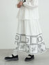 裾モチーフ刺繍ギャザースカート（オフホワイト/ブラック/ブルー）｜Samansa Mos2（サマンサ モスモス）通販