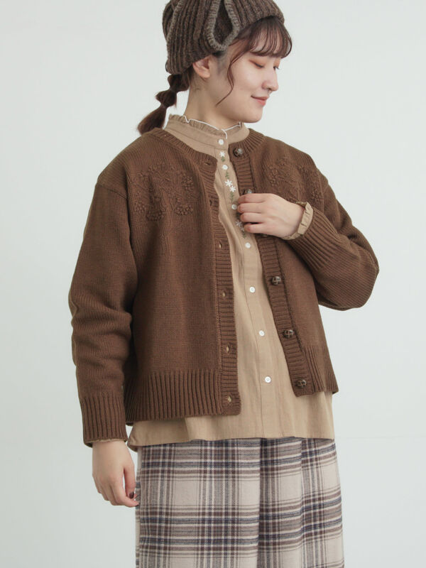 ◎刺繍カーディガン（ブラウン）｜Samansa Mos2（サマンサ モスモス）通販