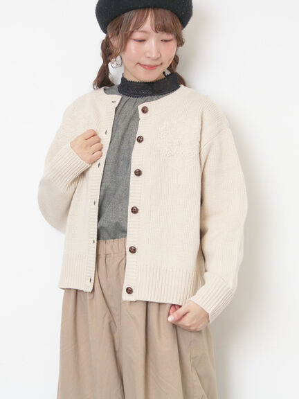 ◎刺繍カーディガン（グレー/ブラウン/キナリ）｜Samansa Mos2（サマンサ モスモス）通販