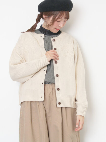 ◎刺繍カーディガン（グレー/ブラウン/キナリ）｜Samansa Mos2（サマンサ モスモス）通販