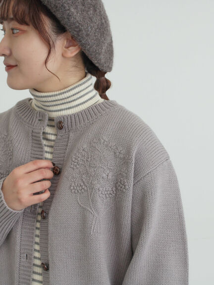 ◎刺繍カーディガン（グレー/ブラウン/キナリ）｜Samansa Mos2（サマンサ モスモス）通販
