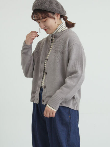 ◎刺繍カーディガン（グレー/ブラウン/キナリ）｜Samansa Mos2（サマンサ モスモス）通販