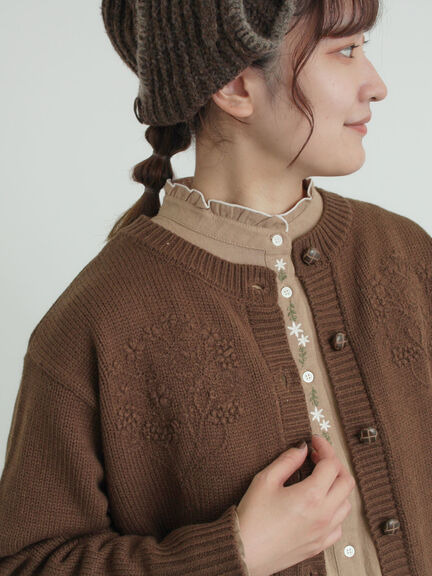 ◎刺繍カーディガン（グレー/ブラウン/キナリ）｜Samansa Mos2（サマンサ モスモス）通販