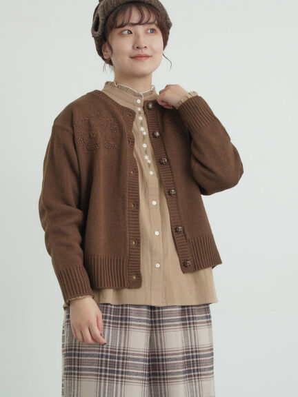 ◎刺繍カーディガン（グレー/ブラウン/キナリ）｜Samansa Mos2（サマンサ モスモス）通販