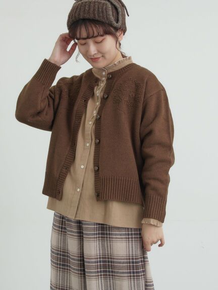 ◎刺繍カーディガン（グレー/ブラウン/キナリ）｜Samansa Mos2（サマンサ モスモス）通販