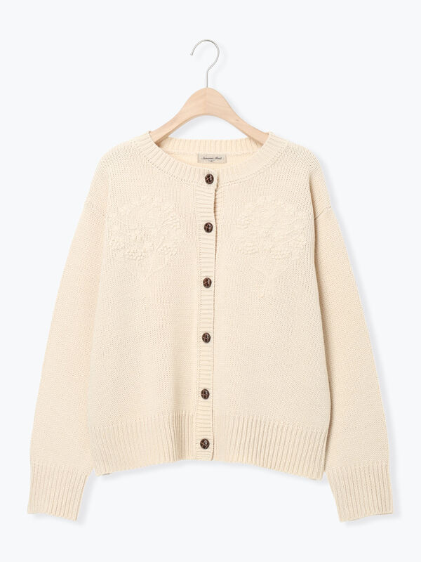 セール】 ◎刺繍カーディガン（グレー/ブラウン/キナリ/トップス