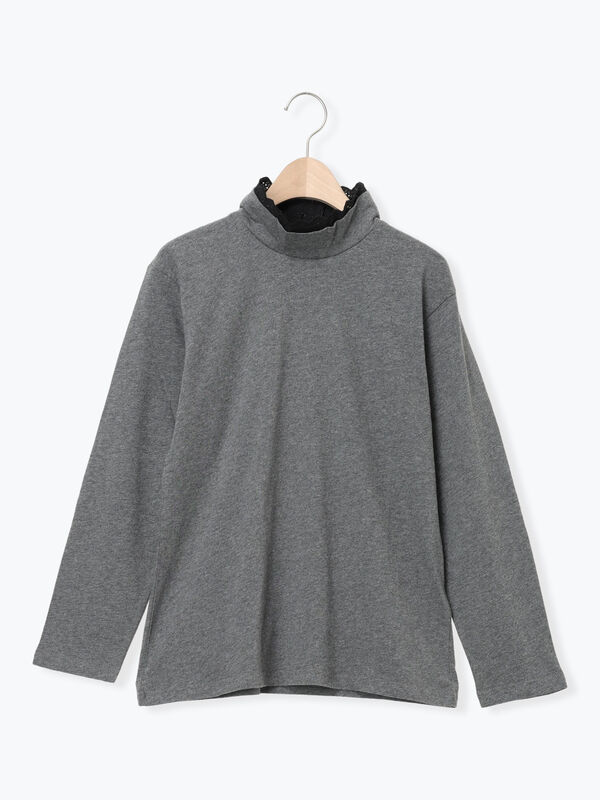 【保温加工】衿レース重ね着風タートルインナー（チャコールグレー）｜Samansa Mos2（サマンサ モスモス）通販