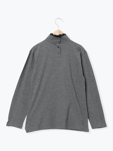 【保温加工】衿レース重ね着風タートルインナー（オフホワイト/チャコールグレー/ピンク/ベージュ）｜Samansa Mos2（サマンサ モスモス）通販