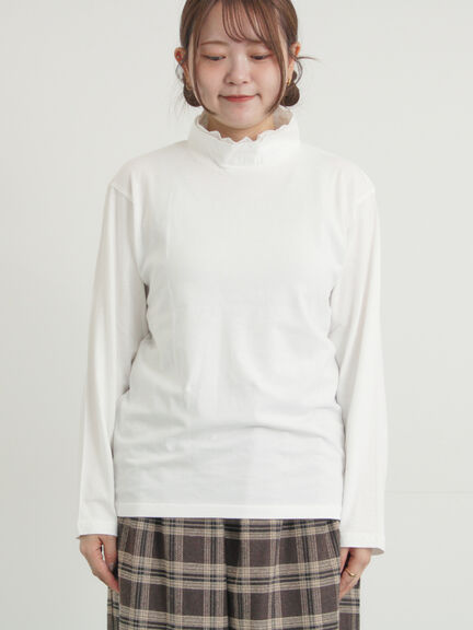 【保温加工】衿レース重ね着風タートルインナー（オフホワイト/チャコールグレー/ピンク/ベージュ）｜Samansa Mos2（サマンサ モスモス）通販