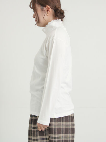 【保温加工】衿レース重ね着風タートルインナー（オフホワイト/チャコールグレー/ピンク/ベージュ）｜Samansa Mos2（サマンサ モスモス）通販