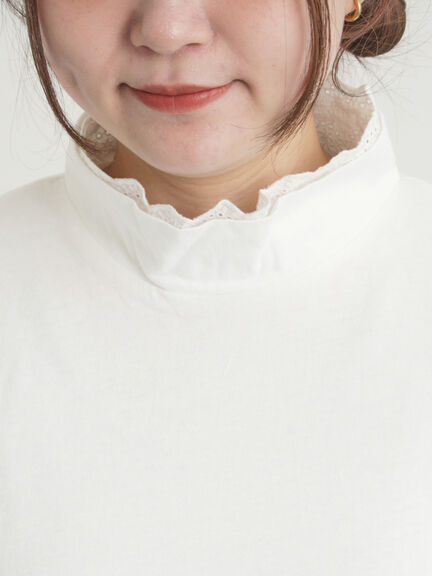 【保温加工】衿レース重ね着風タートルインナー（オフホワイト/チャコールグレー/ピンク/ベージュ）｜Samansa Mos2（サマンサ モスモス）通販