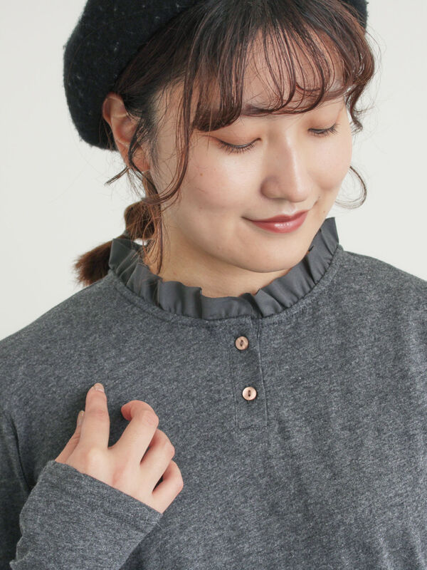 ◎襟フリルカットソー（グレー）｜Samansa Mos2（サマンサ モスモス）通販