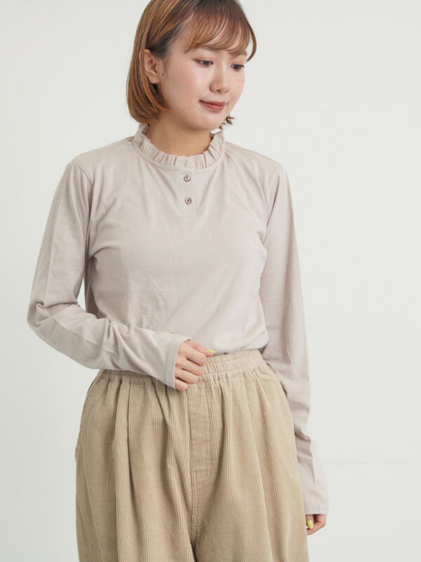 ◎襟フリルカットソー（ベージュ）｜Samansa Mos2（サマンサ モスモス）通販