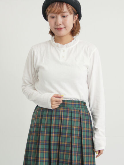 ◎襟フリルカットソー（オフホワイト/グレー/ブラック/ベージュ）｜Samansa Mos2（サマンサ モスモス）通販