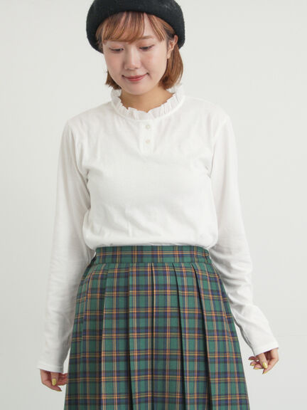 ◎襟フリルカットソー（オフホワイト/グレー/ブラック/ベージュ）｜Samansa Mos2（サマンサ モスモス）通販