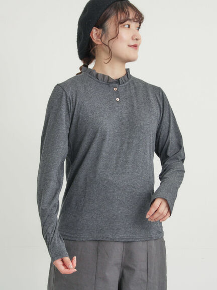 ◎襟フリルカットソー（オフホワイト/グレー/ブラック/ベージュ）｜Samansa Mos2（サマンサ モスモス）通販