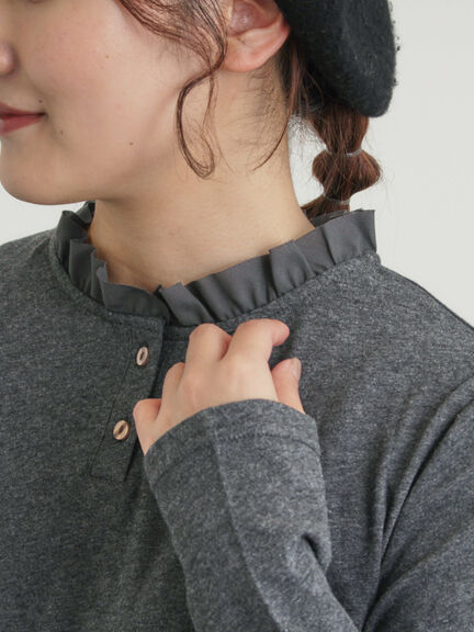 ◎襟フリルカットソー（オフホワイト/グレー/ブラック/ベージュ）｜Samansa Mos2（サマンサ モスモス）通販