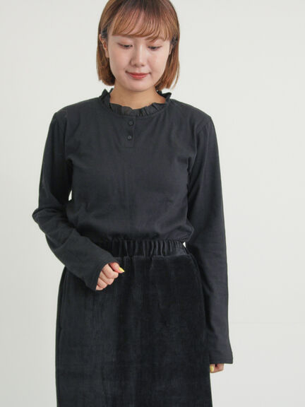 ◎襟フリルカットソー（オフホワイト/グレー/ブラック/ベージュ）｜Samansa Mos2（サマンサ モスモス）通販