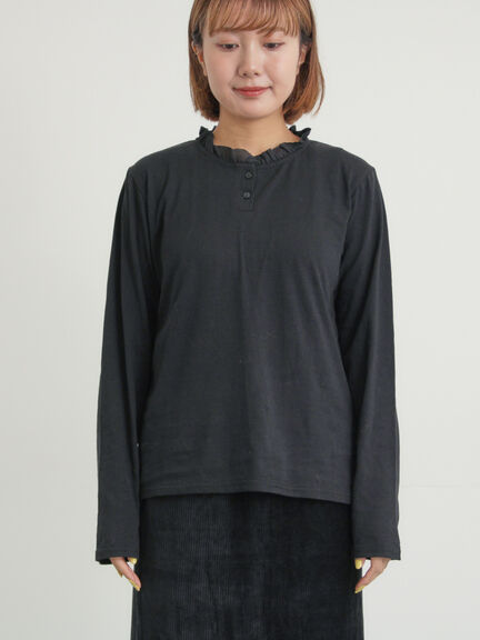 ◎襟フリルカットソー（オフホワイト/グレー/ブラック/ベージュ）｜Samansa Mos2（サマンサ モスモス）通販