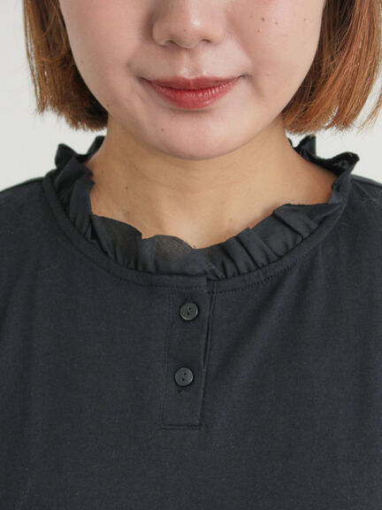 ◎襟フリルカットソー（オフホワイト/グレー/ブラック/ベージュ）｜Samansa Mos2（サマンサ モスモス）通販