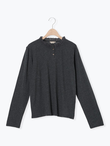 ◎襟フリルカットソー（オフホワイト/グレー/ブラック/ベージュ）｜Samansa Mos2（サマンサ モスモス）通販