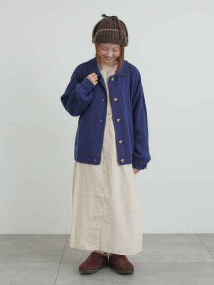 ◎ステッチカーディガン（ブラウン/ブルー/キナリ）｜Samansa Mos2（サマンサ モスモス）通販