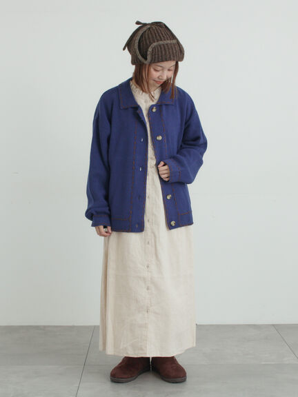 ◎ステッチカーディガン（ブラウン/ブルー/キナリ）｜Samansa Mos2（サマンサ モスモス）通販