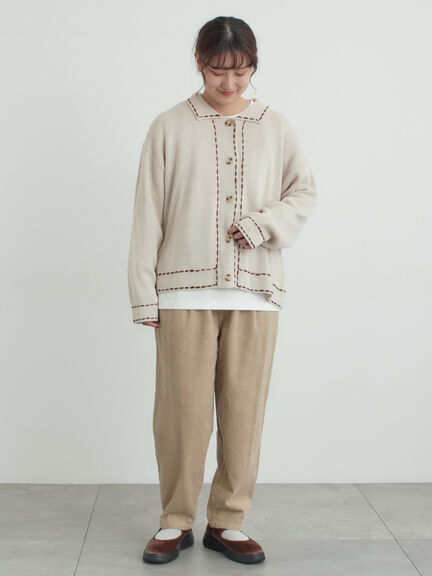 ◎ステッチカーディガン（ブラウン/ブルー/キナリ）｜Samansa Mos2（サマンサ モスモス）通販