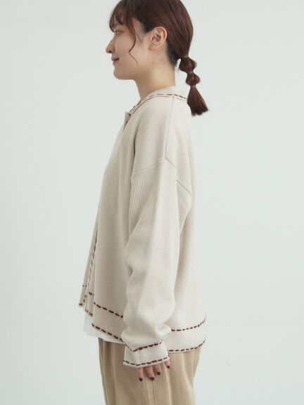 ◎ステッチカーディガン（ブラウン/ブルー/キナリ）｜Samansa Mos2（サマンサ モスモス）通販