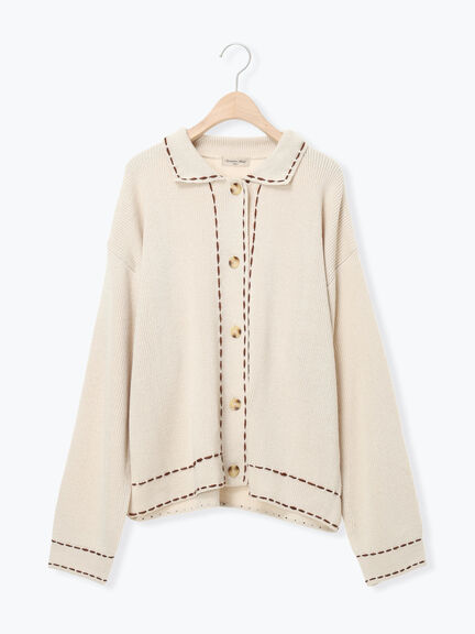 ◎ステッチカーディガン（ブラウン/ブルー/キナリ）｜Samansa Mos2（サマンサ モスモス）通販