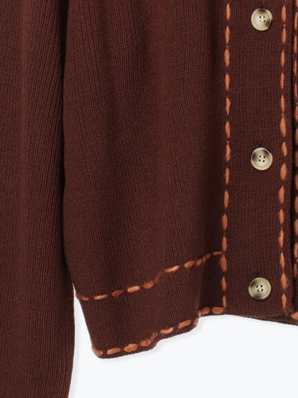 ◎ステッチカーディガン（ブラウン/ブルー/キナリ）｜Samansa Mos2（サマンサ モスモス）通販