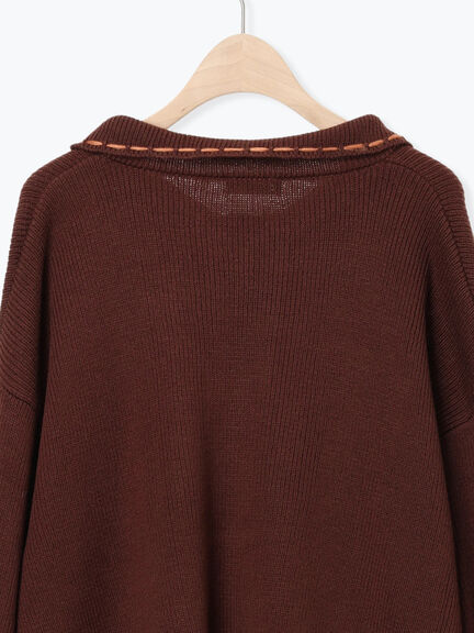 ◎ステッチカーディガン（ブラウン/ブルー/キナリ）｜Samansa Mos2（サマンサ モスモス）通販