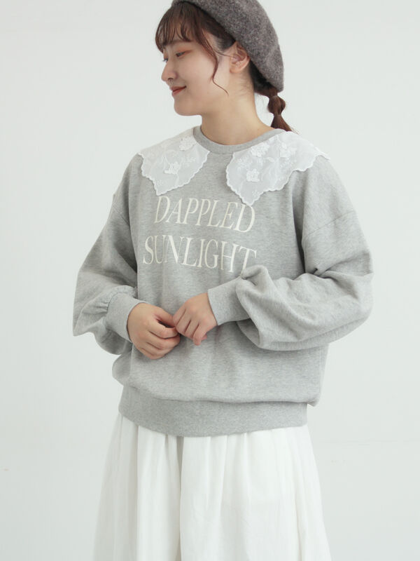 裏毛3Dレース襟付きスウェット（グレー）｜Samansa Mos2（サマンサ モスモス）通販