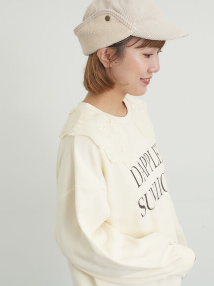 裏毛3Dレース襟付きスウェット（オフホワイト/グレー/ブラック/ブラウン）｜Samansa Mos2（サマンサ モスモス）通販