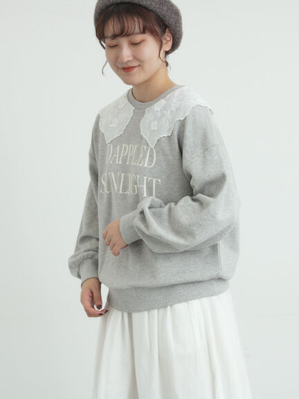 裏毛3Dレース襟付きスウェット（オフホワイト/グレー/ブラック/ブラウン）｜Samansa Mos2（サマンサ モスモス）通販