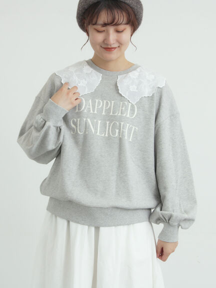 裏毛3Dレース襟付きスウェット（オフホワイト/グレー/ブラック/ブラウン）｜Samansa Mos2（サマンサ モスモス）通販