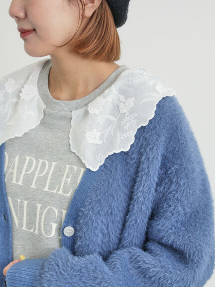 裏毛3Dレース襟付きスウェット（オフホワイト/グレー/ブラック/ブラウン）｜Samansa Mos2（サマンサ モスモス）通販