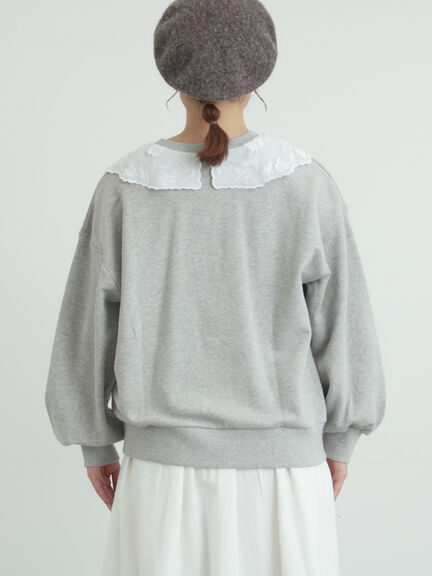 裏毛3Dレース襟付きスウェット（オフホワイト/グレー/ブラック/ブラウン）｜Samansa Mos2（サマンサ モスモス）通販