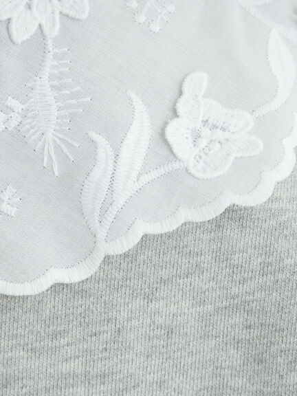 裏毛3Dレース襟付きスウェット（オフホワイト/グレー/ブラック/ブラウン）｜Samansa Mos2（サマンサ モスモス）通販