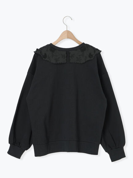 裏毛3Dレース襟付きスウェット（オフホワイト/グレー/ブラック/ブラウン）｜Samansa Mos2（サマンサ モスモス）通販