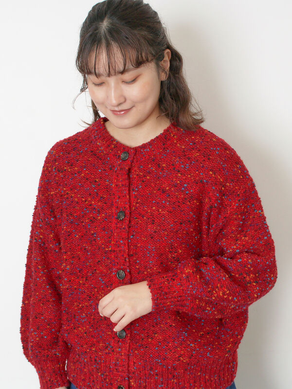 ぽこぽこヤーン前後2WAYニット（レッド/ベージュ/ネイビー/トップス