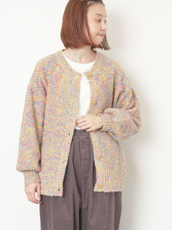 ぽこぽこヤーン前後2WAYニット（レッド/ベージュ/ネイビー/トップス