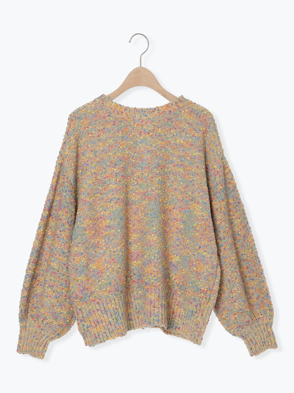 ぽこぽこヤーン前後2WAYニット（レッド/ベージュ/ネイビー/トップス